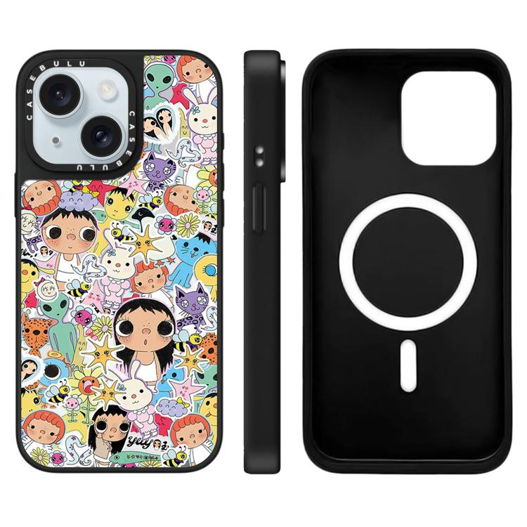 For iPhone 16 Pro Max YUY Series Pattern Mirror Magnetic Phone Case