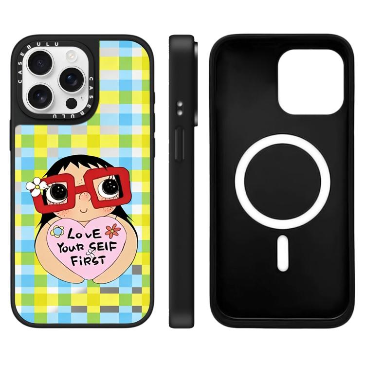For iPhone 15 Pro Max YUY Series Pattern Mirror Magnetic Phone Case