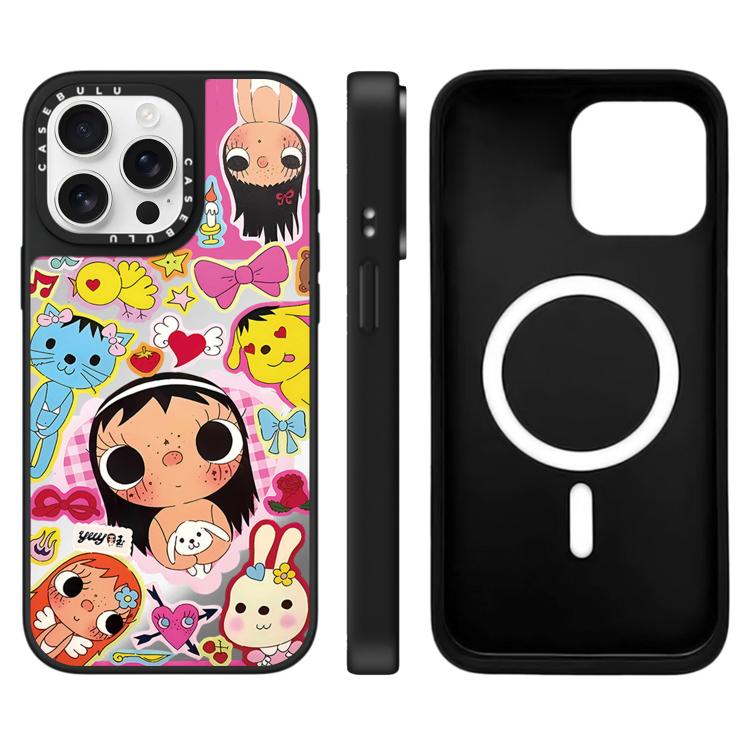 For iPhone 15 Pro YUY Series Pattern Mirror Magnetic Phone Case