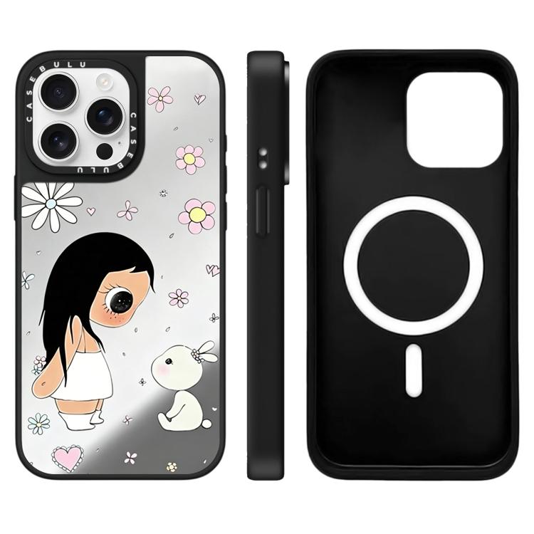 For iPhone 15 Pro YUY Series Pattern Mirror Magnetic Phone Case