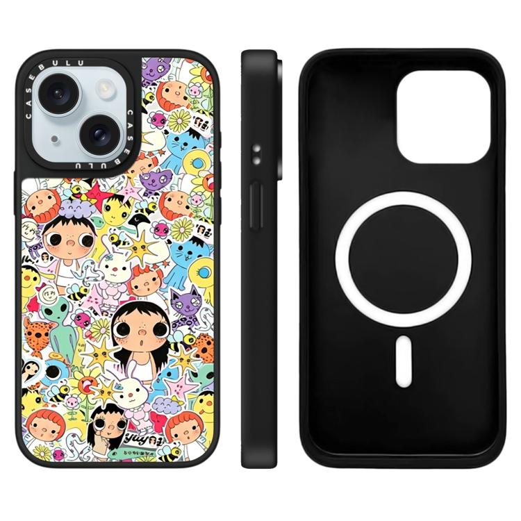 For iPhone 15 Plus YUY Series Pattern Mirror Magnetic Phone Case