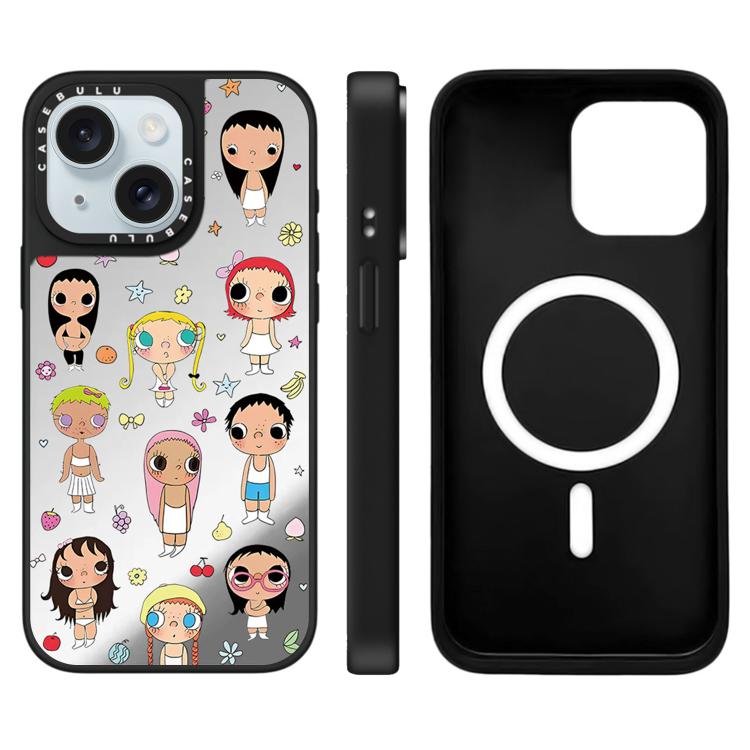 For iPhone 15 YUY Series Pattern Mirror Magnetic Phone Case
