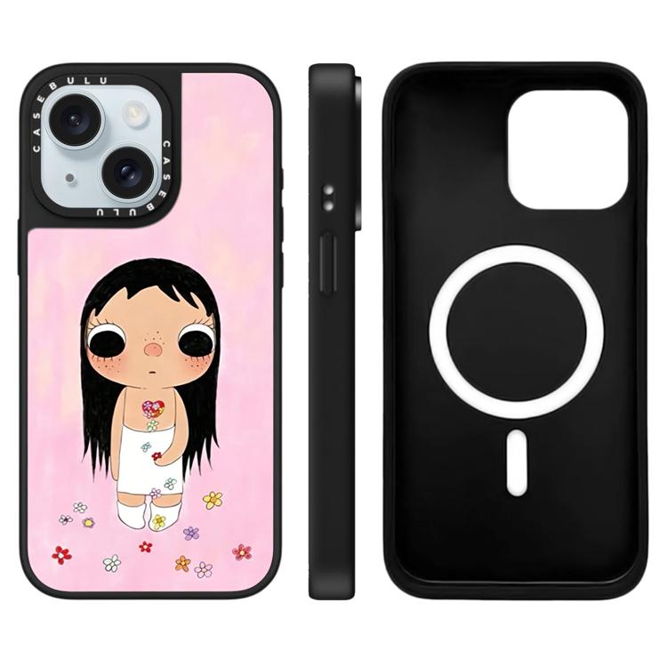 For iPhone 15 YUY Series Pattern Mirror Magnetic Phone Case
