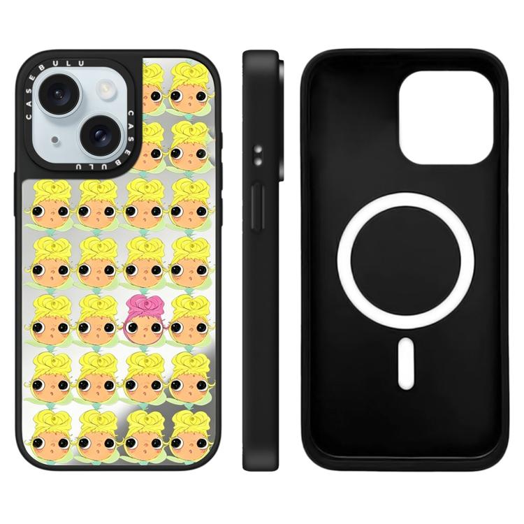 For iPhone 15 YUY Series Pattern Mirror Magnetic Phone Case
