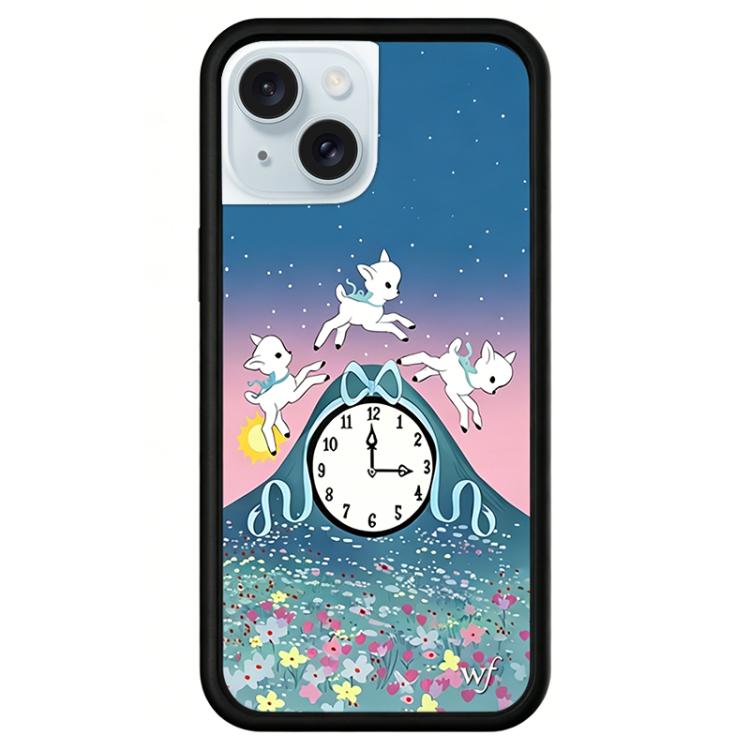 For iPhone 15 WildFlow Clock Sheep Series Pattern Phone Case