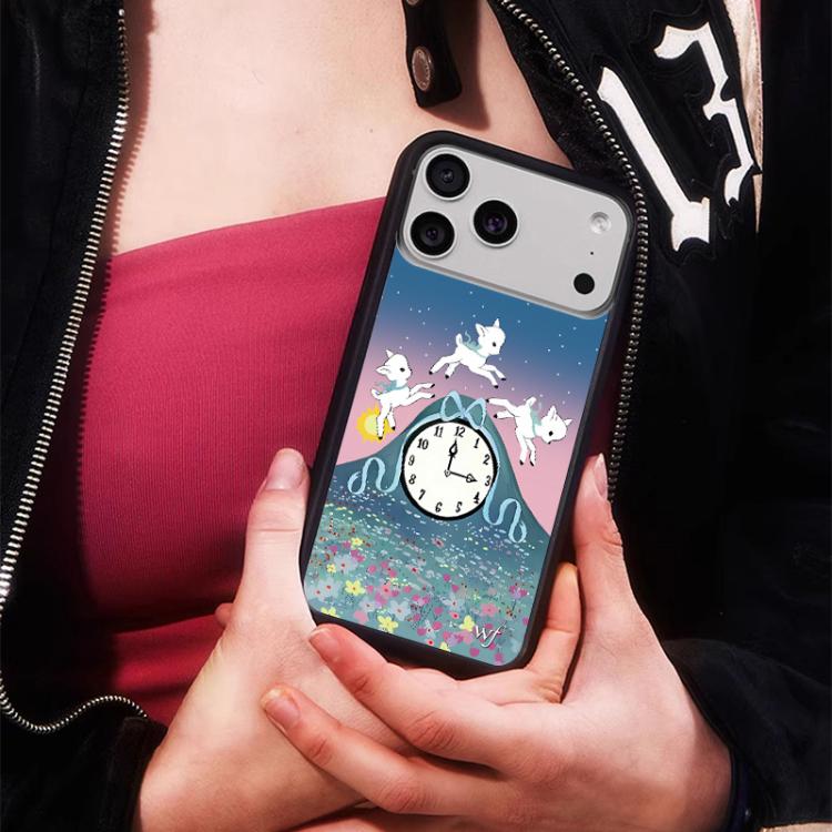 For iPhone 15 Pro WildFlow Clock Sheep Series Pattern Phone Case