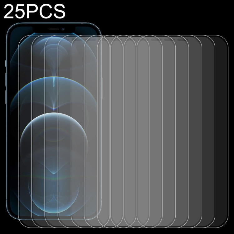 For iPhone 12 Pro Max 25pcs Frosted Bright Edge Anti-fingerprint Tempered Glass Film
