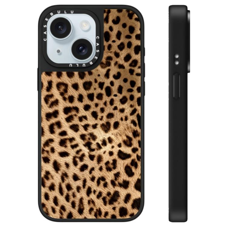 For iPhone 15 Stars Leopard Series Pattern Mirror Phone Case