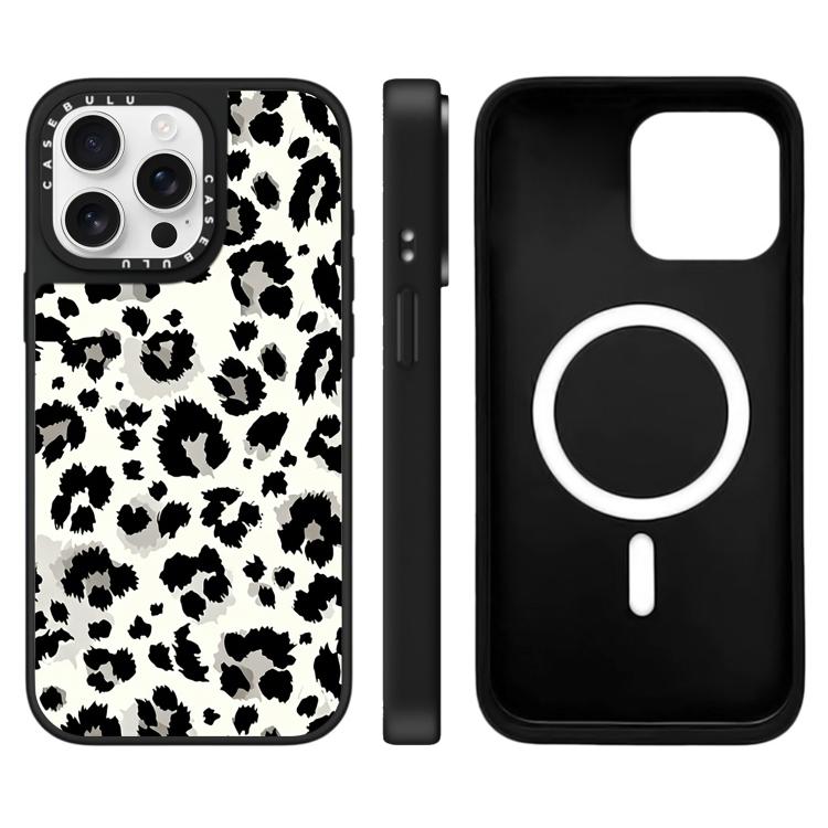For iPhone 15 Pro Max Stars Leopard Series Pattern Mirror Magnetic Phone Case