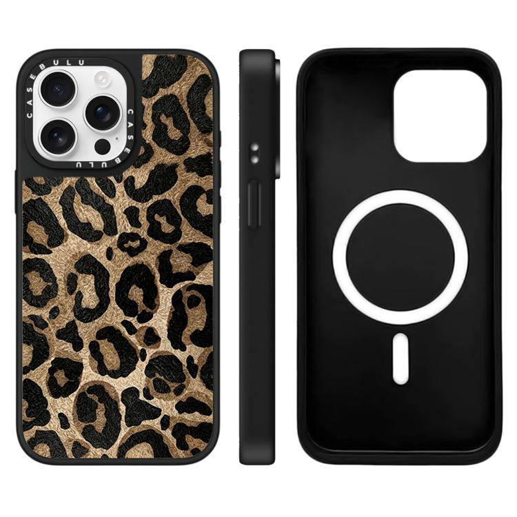 For iPhone 15 Pro Stars Leopard Series Pattern Mirror Magnetic Phone Case