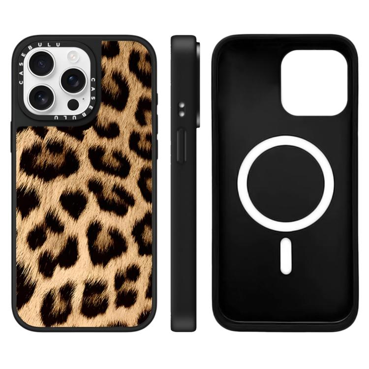For iPhone 15 Pro Stars Leopard Series Pattern Mirror Magnetic Phone Case