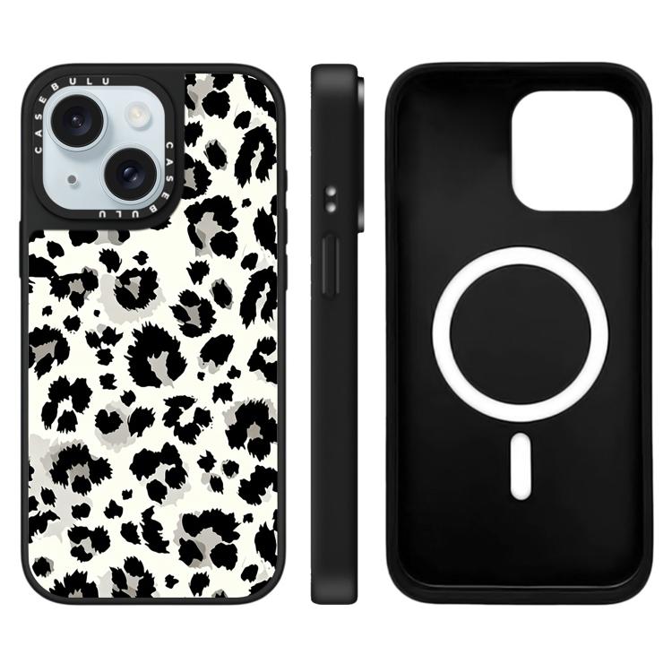For iPhone 15 Plus Stars Leopard Series Pattern Mirror Magnetic Phone Case