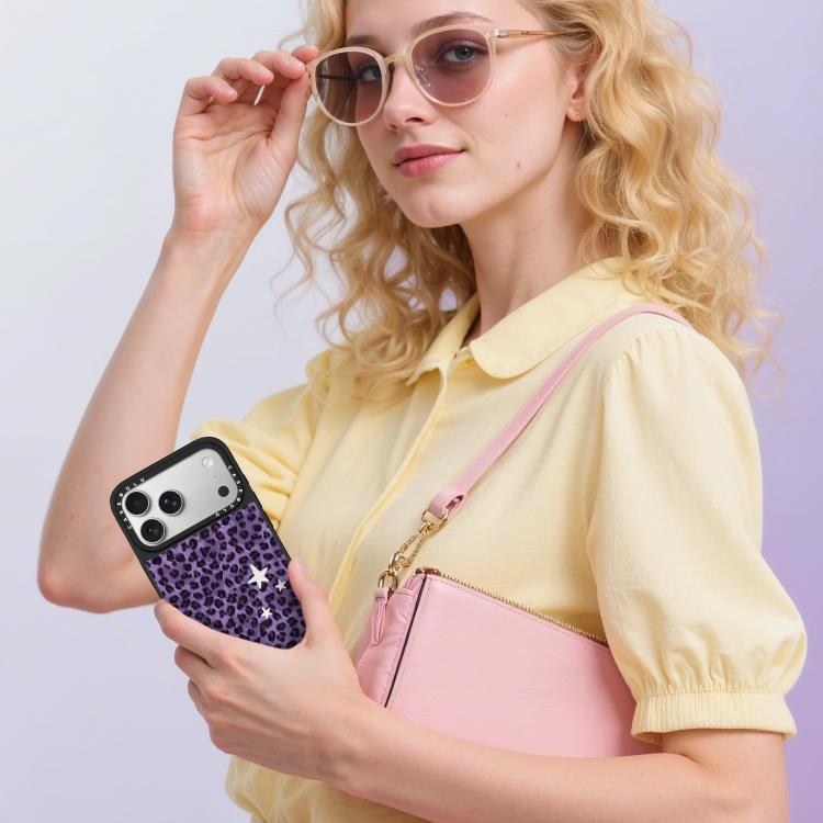 For iPhone 17 Stars Leopard Series Pattern Camera Control Button Mirror Magnetic Phone Case