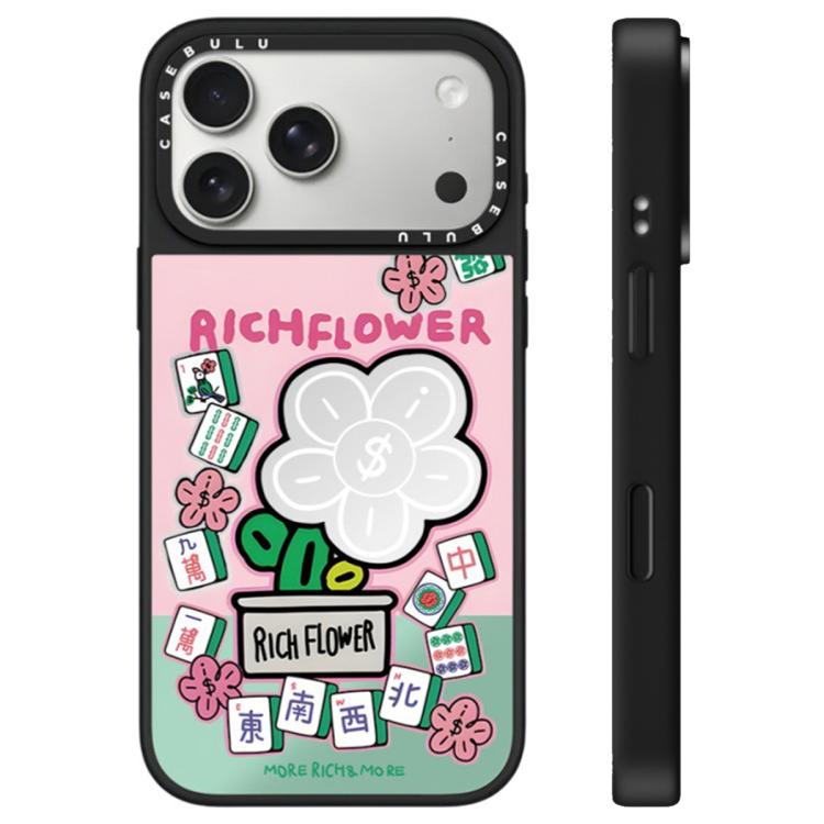 For iPhone 17 Pro Max Rich Flower Series Pattern Camera Control Button Mirror Phone Case