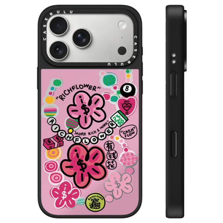 For iPhone 17 Pro Max Rich Flower Series Pattern Camera Control Button Mirror Phone Case