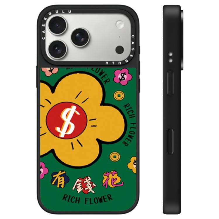 For iPhone 17 Pro Max Rich Flower Series Pattern Camera Control Button Mirror Phone Case