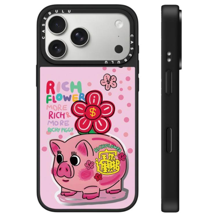 For iPhone 17 Pro Max Rich Flower Series Pattern Camera Control Button Mirror Phone Case