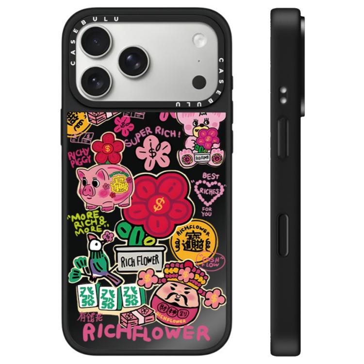 For iPhone 17 Pro Max Rich Flower Series Pattern Camera Control Button Mirror Phone Case