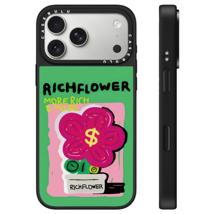 For iPhone 17 Pro Max Rich Flower Series Pattern Camera Control Button Mirror Phone Case