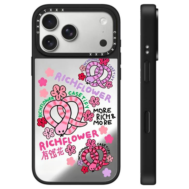 For iPhone 17 Pro Max Rich Flower Series Pattern Camera Control Button Mirror Phone Case