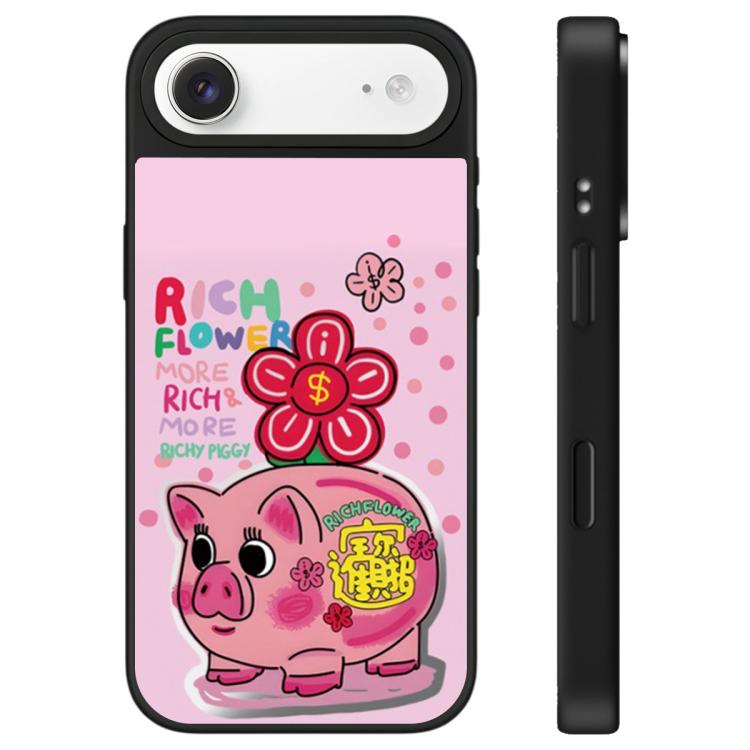 For iPhone Air Rich Flower Series Pattern Camera Control Button Mirror Phone Case
