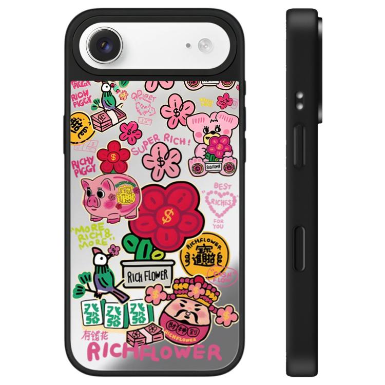 For iPhone Air Rich Flower Series Pattern Camera Control Button Mirror Phone Case