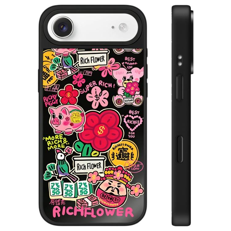 For iPhone Air Rich Flower Series Pattern Camera Control Button Mirror Phone Case
