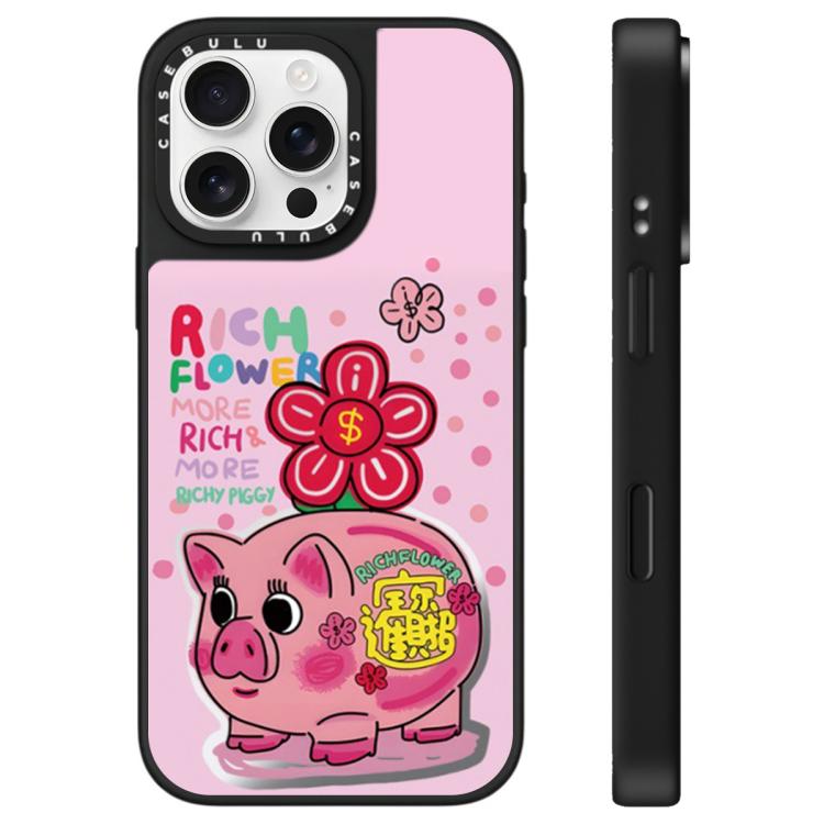 For iPhone 16 Pro Max Rich Flower Series Pattern Mirror Phone Case