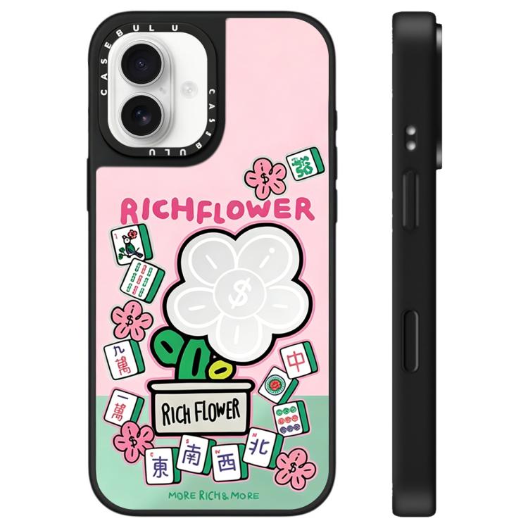 For iPhone 16 Plus Rich Flower Series Pattern Mirror Phone Case