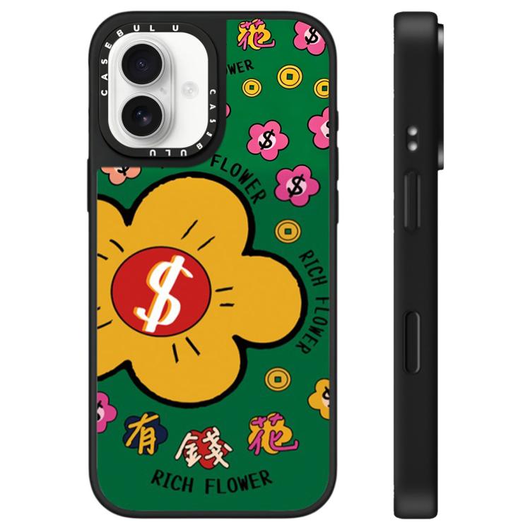 For iPhone 16 Plus Rich Flower Series Pattern Mirror Phone Case