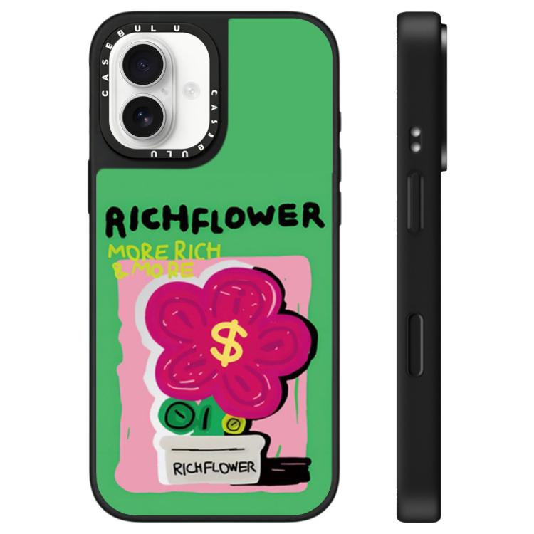 For iPhone 16 Plus Rich Flower Series Pattern Mirror Phone Case