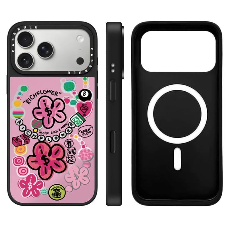 For iPhone 17 Pro Max Rich Flower Series Pattern Camera Control Button Mirror Magnetic Phone Case