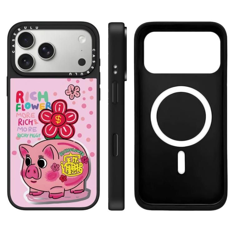 For iPhone 17 Pro Max Rich Flower Series Pattern Camera Control Button Mirror Magnetic Phone Case
