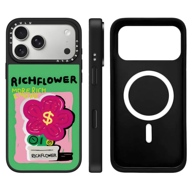 For iPhone 17 Pro Max Rich Flower Series Pattern Camera Control Button Mirror Magnetic Phone Case