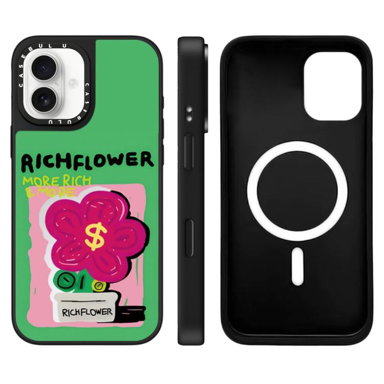 For iPhone 17 Rich Flower Series Pattern Camera Control Button Mirror Magnetic Phone Case