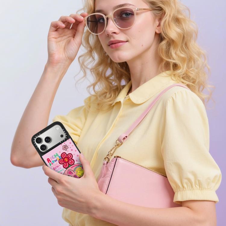 For iPhone 17 Pro Max Rich Flower Series Pattern Camera Control Button Mirror Magnetic Phone Case