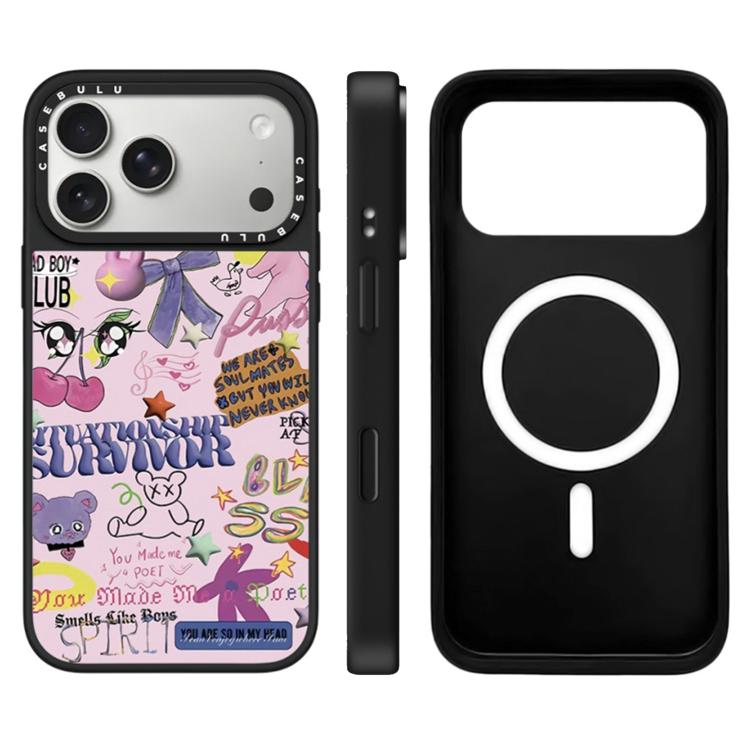 For iPhone 17 Pro Leopard Cherry Series Pattern Camera Control Button Mirror Magnetic Phone Case