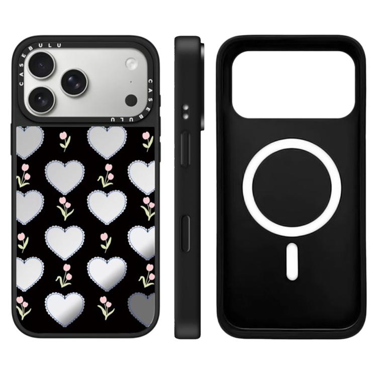 For iPhone 17 Pro Leopard Cherry Series Pattern Camera Control Button Mirror Magnetic Phone Case