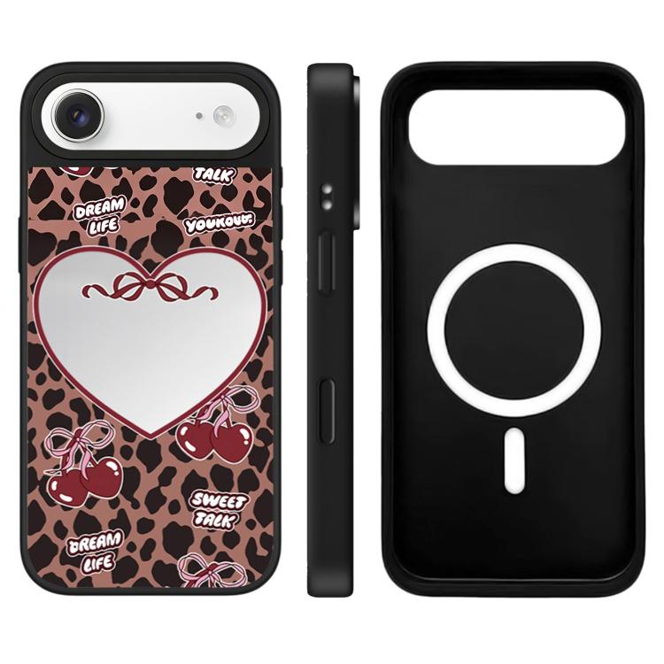 For iPhone Air Leopard Cherry Series Pattern Camera Control Button Mirror Magnetic Phone Case