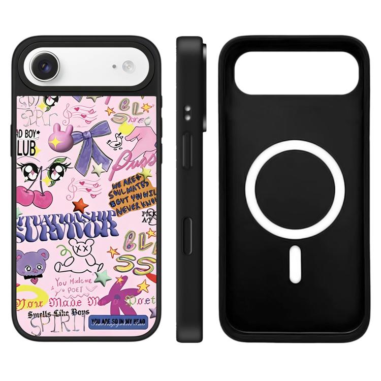 For iPhone Air Leopard Cherry Series Pattern Camera Control Button Mirror Magnetic Phone Case