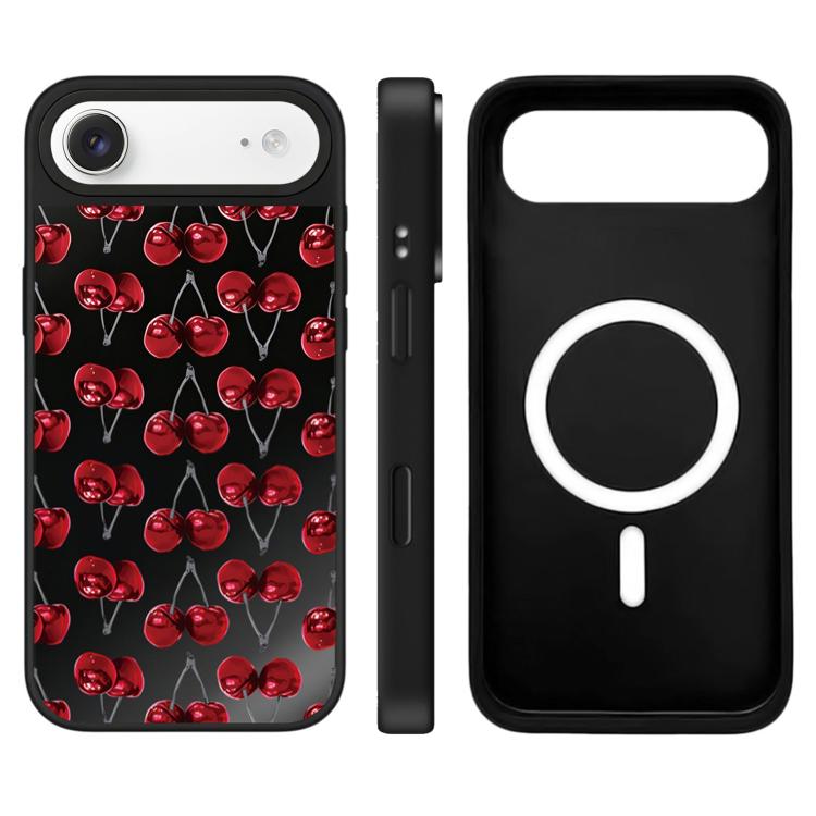 For iPhone Air Leopard Cherry Series Pattern Camera Control Button Mirror Magnetic Phone Case