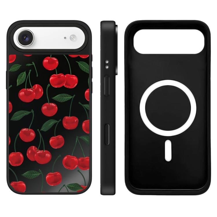 For iPhone Air Leopard Cherry Series Pattern Camera Control Button Mirror Magnetic Phone Case