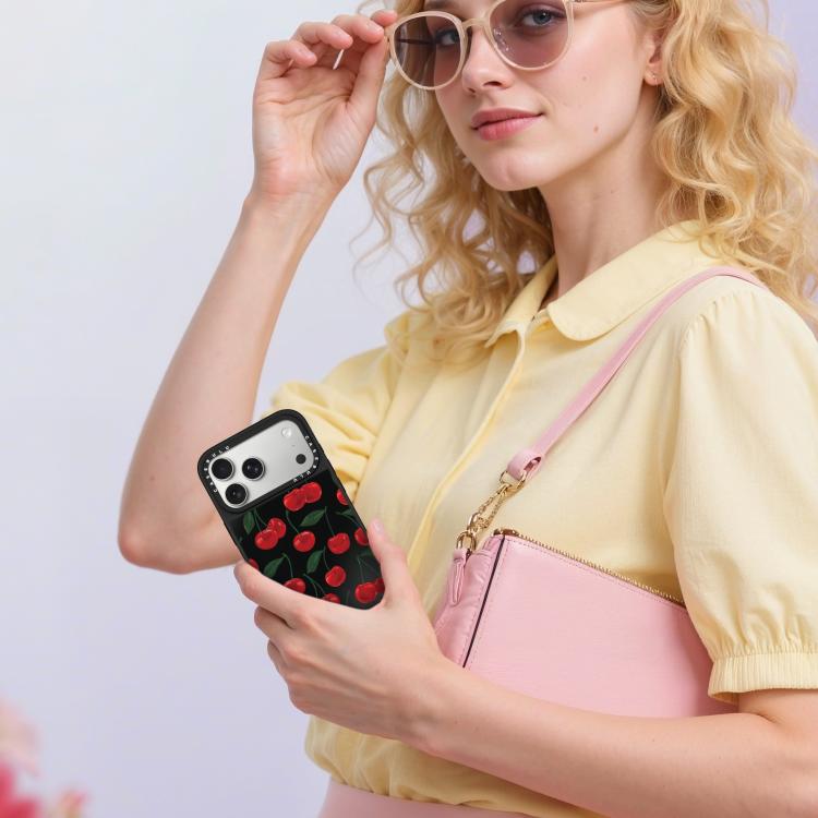 For iPhone 15 Plus Leopard Cherry Series Pattern Mirror Magnetic Phone Case