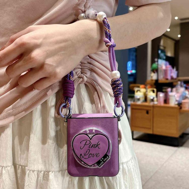 For Motorola Razr 50 / 60 / 70 Vegan Leather Side Buckle Magnetic Shockproof Phone Case with Hand Strap