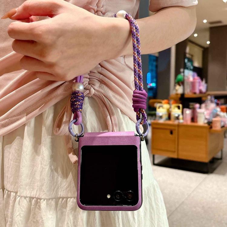 For Motorola Razr 60 Ultra Vegan Leather Side Buckle Magnetic Shockproof Phone Case with Hand Strap