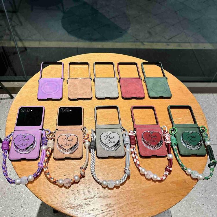 For Motorola Razr 70 Ultra Vegan Leather Side Buckle Magnetic Shockproof Phone Case with Hand Strap