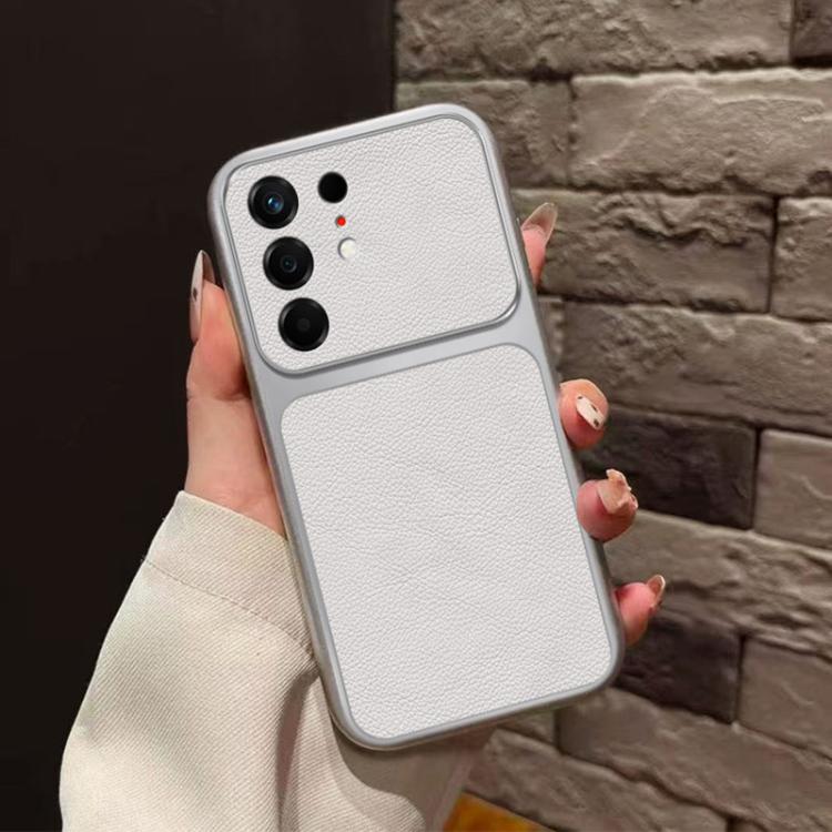 For Tecno Camon 50 Pro 4G Large Window Leather Textured Coated TPU Phone Case - White