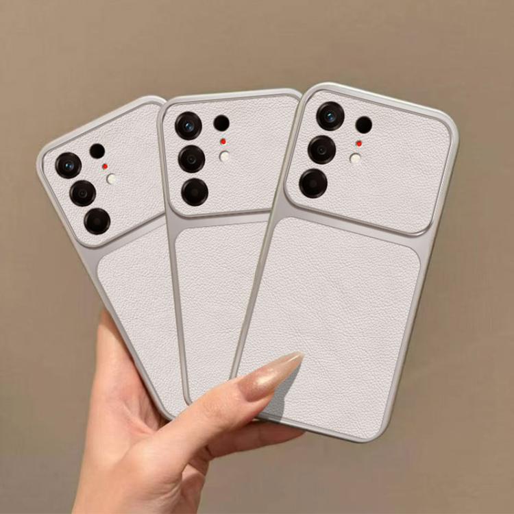 For Tecno Camon 50 Pro 4G Large Window Leather Textured Coated TPU Phone Case - White