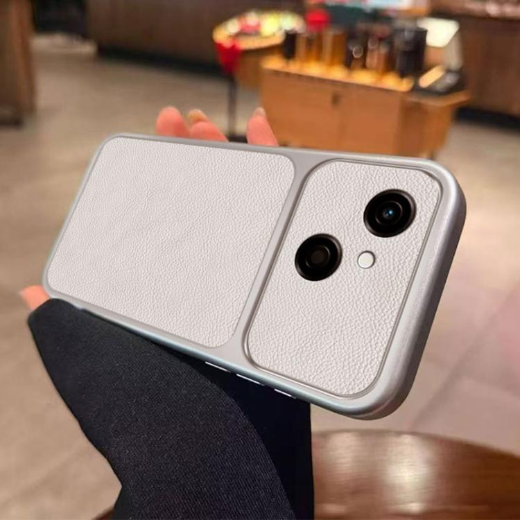 For Tecno Spark 40C Large Window Leather Textured Coated TPU Phone Case - White