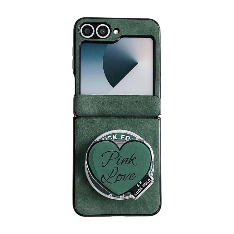 For Galaxy Z Flip6 / 7 FE Vegan Leather Dual Axis Magnetic Shockproof Phone Case with Hand Strap